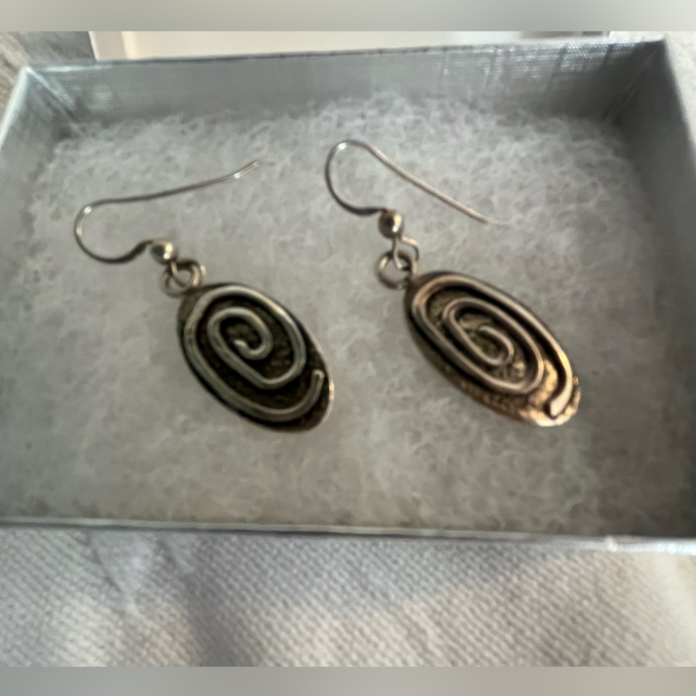 Vintage 925 Sterling Silver Signed Dangle Earrings